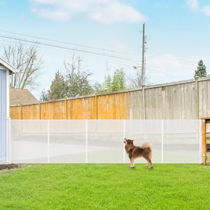 Reinforced 42 Inch Tall Retractable Baby Gates Extra Wide Dog Gate, 155 Inch Extra Long Baby Gate with Support Rods - Prevent Crawling Under, Indoor Retractable Gate Outdoor Extra Tall Dog Gate, White