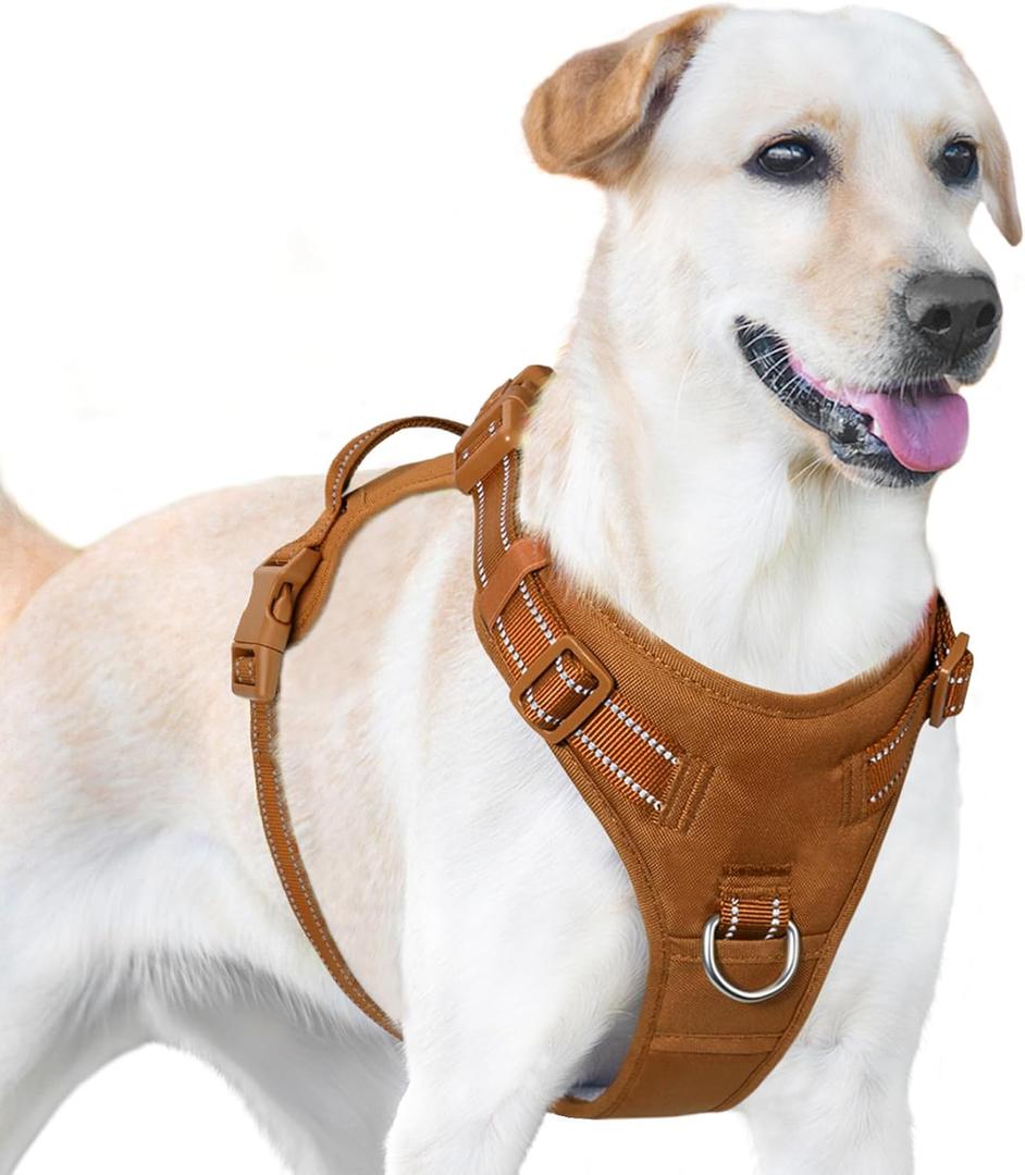 No Pull Dog Harness, Reflective Puppy Vest for Small Medium Large Sized Dog(Carmel Brown,M) (M(Neck:18.5-25.6",Chest:20.9-30.7"))