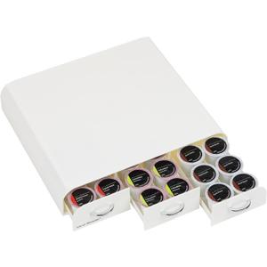 Mind Reader Single Serve Coffee Pod Organizer with 3 Drawers, 36 Pod Capacity, Countertop , 12.25"L x 13.5"W x 2.5"H, White