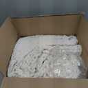 Carriediosa Chunky Knit Throw Blanket 50" X 60", 100% Hand Made Large Chenille Loop Yarn Soft Fluffy Throws for Couch Sofa Bed, Big Crochet Cozy Heavy Thick Cable Woven Blankets, Cream White