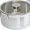 Induction Cooking Pot Made of 100% Stainless Steel with Glass Lid with Steam Vent Stewing Pot Suitable for All Cookers Suitable for Oven and Dishwasher (Classic Line, 24 cm)