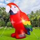 Halloscume 4.92 ft Inflatable Parrot Outdoor Decoration Blow up Flying Scarlet Macaw with Built in LED Lights for Summer Tropical Pirate Party Yard Lawn Supplies (Parrot)