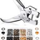Honoson 3/16 Inch Grommet Tool Kit Eyelet Plier Set Hole Punch Grommet Hand Press Pliers with 200 Pieces of Eyelets for Shoes Clothes Bags(Gold, Silver, Grey, Copper)