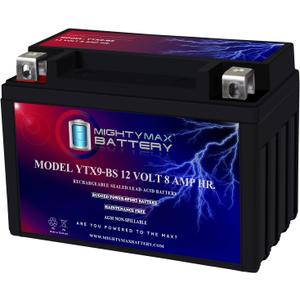 Mighty Max Battery YTX9-BS -12 Volt 8 AH, 135 CCA, Rechargeable Maintenance Free SLA AGM Motorcycle Battery