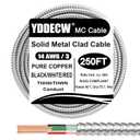 250ft 14/3 Metal Clad (MC) Cable with Ground, 10 Gauge Electric Wire with Aluminum Armor, Solid Bare Copper Conductors for Indoor Outdoor Underground Embedded Installation (14/3, 250 ft)