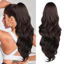 Ponytail Extension, 26 Inch Drawstring Ponytail Extension for Women Long Wavy Pony Tails Hair Extensions Synthetic Clip in Ponytail Hairpiece for Women(Brown)