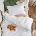 Bedsure Duvet Cover Twin/Twin XL Size - 2 Pieces Prewashed Cotton-Like Polyester Extra Soft Bedding Set, Includes 1 Duvet Cover 68"x90" with Zipper Closure & 1 Pillow Sham, White, No Comforter