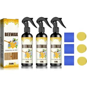Natural Beeswax Spray Furniture Polish, Wood Cleaner, Wood Floor Polish - For Living Room, Kitchen and Wooden Furniture Floors(3PCS)