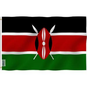 ANLEY Fly Breeze 3x5 Feet Kenya Flag - Vivid Color and Fade Proof - Canvas Header and Double Stitched - Republic of Kenya Flags Polyester with Brass Grommets 3 X 5 Ft