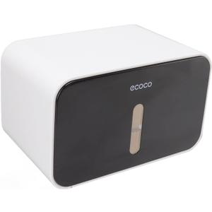 Wall Mounted Bathroom Paper Towel Holder, Non Perforated Toilet Paper Roll Holder, Large Capacity Waterproof Paper Towel Dispenser, Double Spout for Soap, Cell Phone or Other Items(Black)