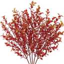 Artificial Burgundy Eucalyptus Stems 26.7" Fall Fake Leaf Branches for Floral Arrangements, Red Faux Autumn Plant Farmhouse Decor, Home Wedding Decorations