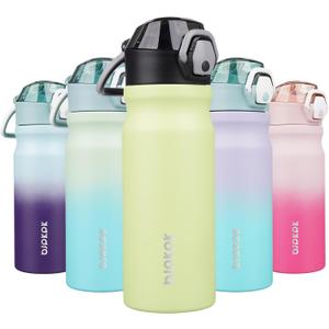 BJPKPK Insulated Water Bottle 18oz Stainless Steel Water Bottles With Straw And Carry Handle Double Wall Metal Thermo,Macaron Green
