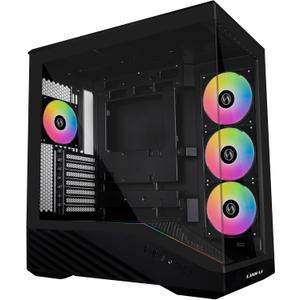 Lian Li V100 ATX Mid-Tower PC Case, 4 x 120mm ARGB PWM Fans Pre-Installed, LED RGB Strip, Display Platform with Tempered Glass, Support 420mm GPUs, 360mm Radiator, Optimized Airflow - Black (V100RX)