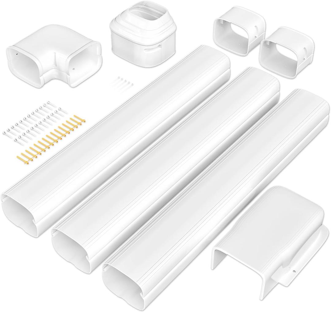 4 Inch Mini Split Line Set Cover 11 Ft, PVC & PP Line Cover Set Universal for Mini Split AC & Central AC, Line Set Cover for Heat Pump System