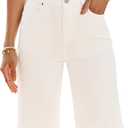 luvamia Long Shorts Cowgirl Outfits for Women White Bermuda Shorts Cream White Large Fits Size 12-14