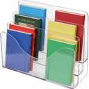 Azar Displays 250099 Three Tier File and Brochure Desktop Wall Organizer Holder with Dividers Brochure Display Stand Acrylic Holder, Fits 8.5" x 11" Files, Clear, 1 Pack
