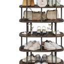 VASAGLE 7-Tier Shoe Rack, Rotating Shoe Rack Tower, Shoe Closet Organizer, Shoe Shelf, 28-35 Pairs, 23.6 x 23.6 x 47.2 Inches, for Entryway, Living Room, Closet, Ink Black and Ash Brown ULBS041B01