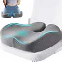 Seat Cushions for Office Chairs & Hip Pain Relief, Extra-Dense Coccyx Cushion with Sciatica Support, Ergonomic Design for Desk Chair, Car, Wheelchair, All-Day Comfort (Gray)