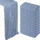 12 Pack Dusty Blue Cheesecloth Table Runner 10Ft Gauze Cheese Cloth Table Runner 35x120 Inch Boho Sheer Rustic Fabric for Party Decor Baby Shower Wedding Centerpiece Home Table Decorations