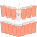 2 x 16 Pcs Babe Bachelorette Cups Bachelorette Party Tumbler with Lids and Straws Bridesmaid Cups Bridal Cup Plastic Travel Mug for Wedding Bachelorette Party Supplies Gifts (White, Rose Gold,24 oz)