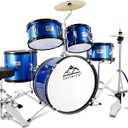 EASTROCK Drum Set, 5 Piece 16" Junior Drum Sets, Younth,Drummer, Beginner Drum Set for 7-12 Years Old with Throne,Cymbal,Pedal,DrumsticksBlue