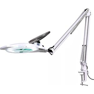 10X LED Magnifying Lamp with Clamp, KIRKAS 2,200 Lumens Dimmable Super Bright Daylight Magnifying Glass with Light and Stand, Adjustable Swivel Arm Magnifier lamp for Reading Repair Crafts-White