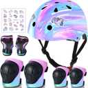 Adjustable Gradient Color Kids/Toddler Bike Helmet for 1-2-3-5-8-14 Years Boys Girls,Skateboard Helmet with Knee and Elbow Pads Wrist Guard Roller Skates,Cycling,Skating Scooter Longboard