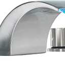Brushed Nickel Bathroom Faucet Waterfall for Sink 3 Hole 8 Inch Widespread Vanity Sink Parts Two Handle Led Bath Tub Mixer Tap Lavatory Faucets Spout Commercial Water Hoses