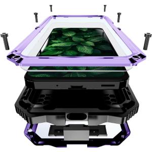 Lunivop for Samsung Galaxy A17/A16 5G Case (6.7 '') Metal Heavy Duty Phone Case with Built-in Screen Protector Full Body Protective Dust Proof Military Grade Rugged Purple