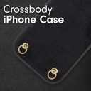 Crossbody Case for iPhone 16 with Gold and Vegan Leather Woven Detachable Chain - Black