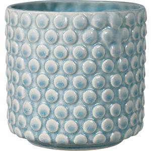 Nordring Stoneware Flower Pot – 5’’ Sky Blue Planter with Polka Dots – Modern Ceramic Pot with Crackle Glaze – No Drainage Holes – Holds 4’’ Indoor Plant