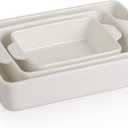Sweejar Ceramic Bakeware Set, Rectangular Baking Dish for Oven Lasagna Pans for Cooking, Kitchen, Cake Dinner, Banquet and Daily Use, 11.8 x 7.8 x 2.76 Inches of Casserole Dishes (White)