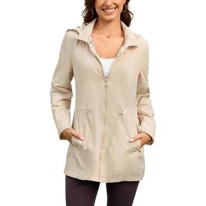 Women's Rain Jacket Long Lightweight Hooded Windbreaker Raincoat Outdoor Waterproof Trench Coats Travel Jacket (Green, M)