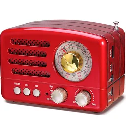 PRUNUS J160 Retro Vintage AM FM Radio with Bluetooth, Gifts for Mom, USB/TF Card Playback, Small Transistor Radios Battery Operated, Rechargeable Radio