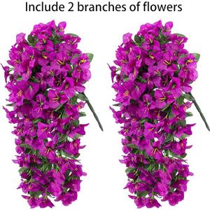 Faux Bougainvillea Artificial Flowers Plants for Outdoors Outside Decoration, 2 pcs Purple Fake Flowers UV Resistant Look Real Silk Long Trailing Vines for Front Door Porch Planter Urn Patio Garden