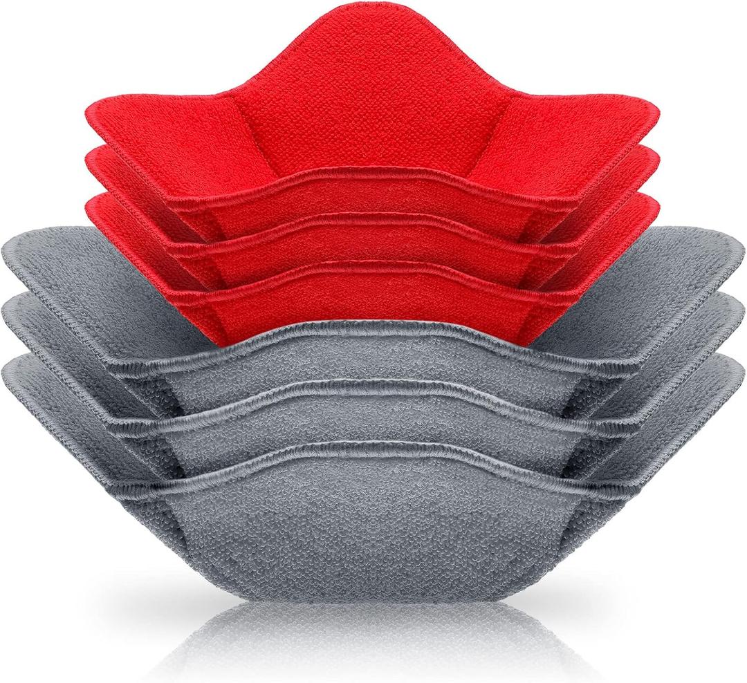 Patelai 6 Pieces 2 Sizes Microwave Bowl Holders Large and Small Bowl Holder Sponge and Microfiber Kitchenware Cozy for Hot Food Soup Warmer Home Kitchen