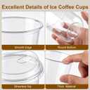 50 Pack 16 oz Disposable Iced Coffee Cups With Sip Lids , Clear Plastic Cup for Cold Boda Tea Smoothie Slushie Milkshake Togo Drinking for Party , Drink Shop Coffee Bar Accessories Supplies , BPA Free