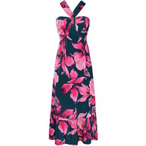GRACE KARIN Womens Summer Floral Dresses 2026 Boho Maxi Dress Flowy Halter Sundress Casual Vacation Beach Clothes with Pocket (S)
