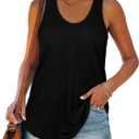 Womens Tank Tops Racerback Loose Shirts for Women Summer (Black, XXL)