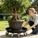 SIAMO 18" Heavy Duty Plant Caddy (470lbs Capacity)-Lockable Non-Scratch Swivel Casters Rolling Plant Stand Dolly Saucer for Large Ceramic Planters & Heavy Trees Indoor & Outdoor,Black,1-Pack