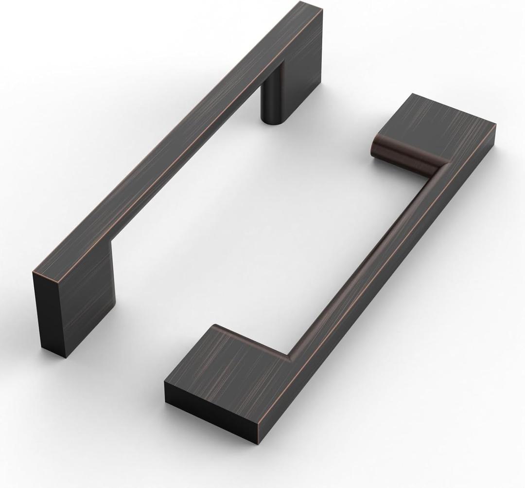10 Pack 3.75 Inch(96mm) Cabinet Pull Oil Rubbed Bronze Kitchen Cabinets Handles Oil Rubbed Bronze Cabinet Hardware for Cupboard Square Kitchen Pulls for Cabinets Drawer Handles