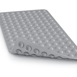 Rubber Bathtub Mat Non Slip, Baby Bath Mat for Tub, Shower Mat Non Slip PVC-Free, Strong Suction and Textured Surface, Non-Toxic, No Chemical Smells, for Kids Elderly Dogs, Grey