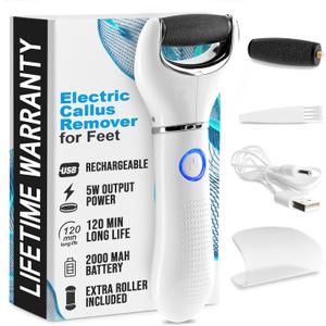 Rechargeable Electric Foot Callus Remover Tool  3-Speed Foot Sander (1800/2200/2800 RPM), Electric Callus Remover for Feet, Pedicure Tools for Feet  1200mAh, 70 Min Runtime, 2 Replacement Rollers