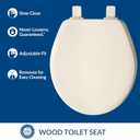 Bemis Ashland Modern Wood Toilet Seat with Decorative Edge, Slow Close, Secure Hinges, Made in USA, Round, Biscuit