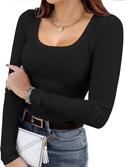 IN'VOLAND Womens Plus Size Long Sleeve Neck Basic Tee Tops Loose Fit Fall Outfits for Women 18W