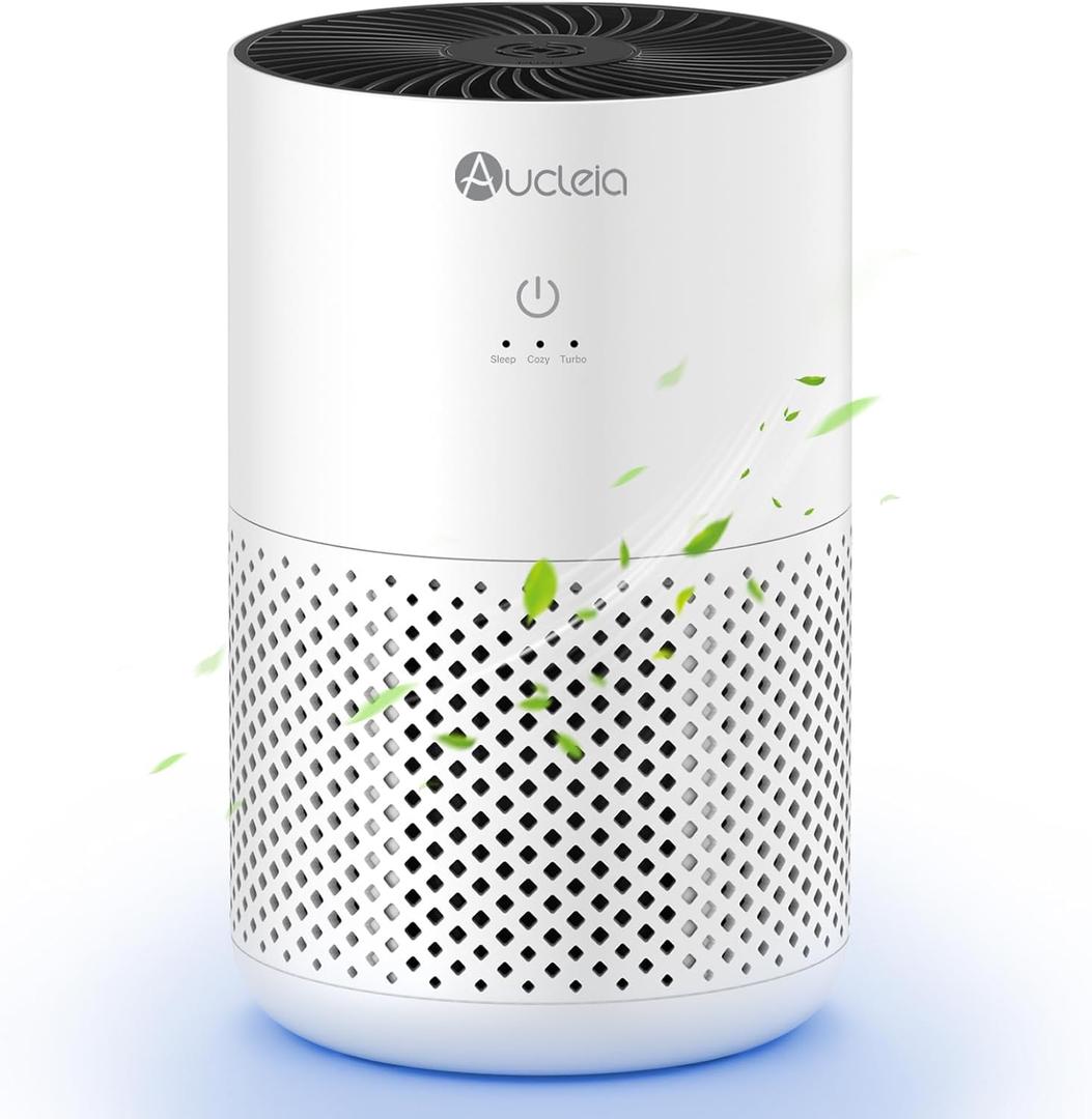 Air Purifiers for Bedroom up to 588 Ft, 20dB Bedroom Air Purifier for Small Room Removes Dust Pets Hair Smoke Odor with Aromatherapy Function(White) (Standard Size)