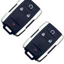 Key Fob Shell Case Replacement for Chevy Silverado Colorado GMC Sierra 1500 2500 3500 HD Canyon 2014-2021 4 Button Keyless Entry Remote Control Car Key Fob Cover (Silver-Pack 2)