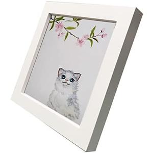 3 PAck KELE MODEL 7x7 Picture Frames White Square. Solid Wood.Plastic Panel.The Protective Film Must be Removed.