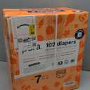 Pura Size 7 Eco-Friendly Diapers (33+lbs) Hypoallergenic, TCF, Soft Organic Cotton, Sustainable, up to 12 Hours Leak Protection, Allergy UK, Recyclable Paper Packaging, 6 Packs of 17 (102 Diapers)