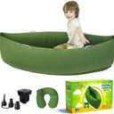 KreyNa Sensory Peapod Chair for Kids, 60" Inflatable Pea Pod Chair Sensory Pod for Autistic Children, ADHD Sensory Canoe with Neck Pillow, Electric Air Pump, Green